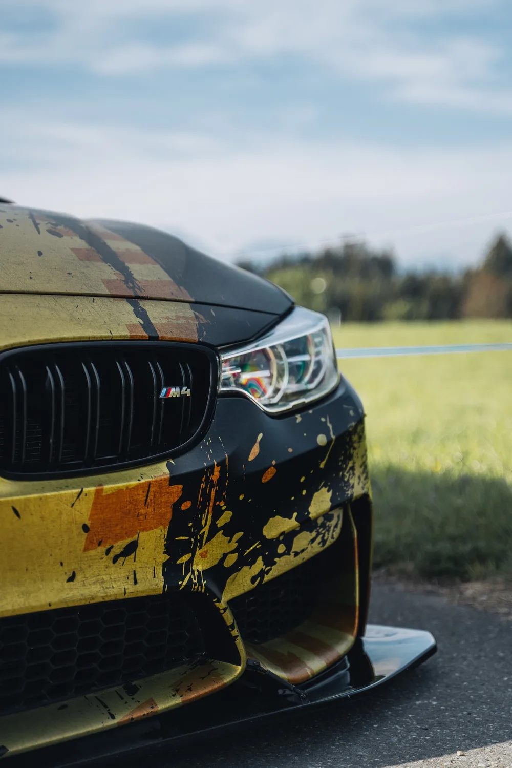BMW M4 Liberty Walk GR8 Magazine wrap close up nose splatter detail